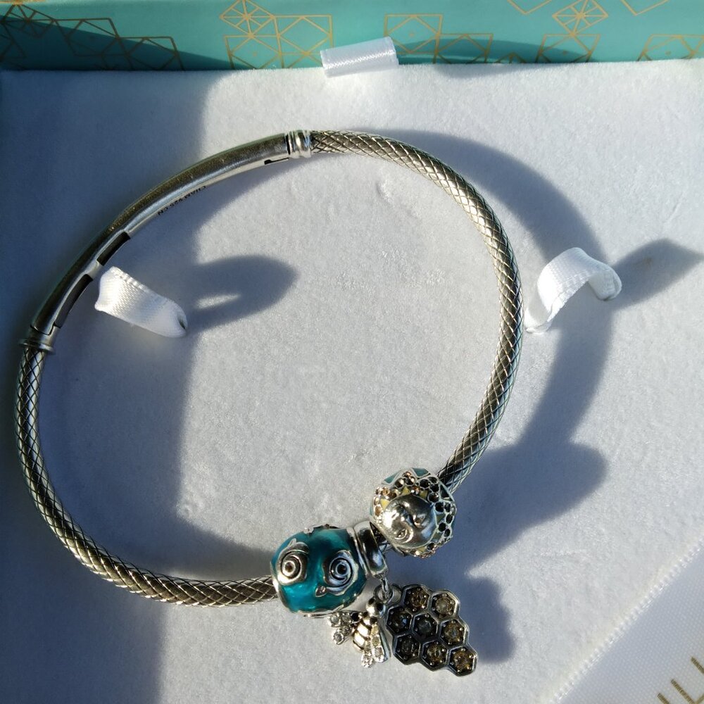 Sterling Silver Rigid Sliding Charm Chamilia Bangle Bracelet